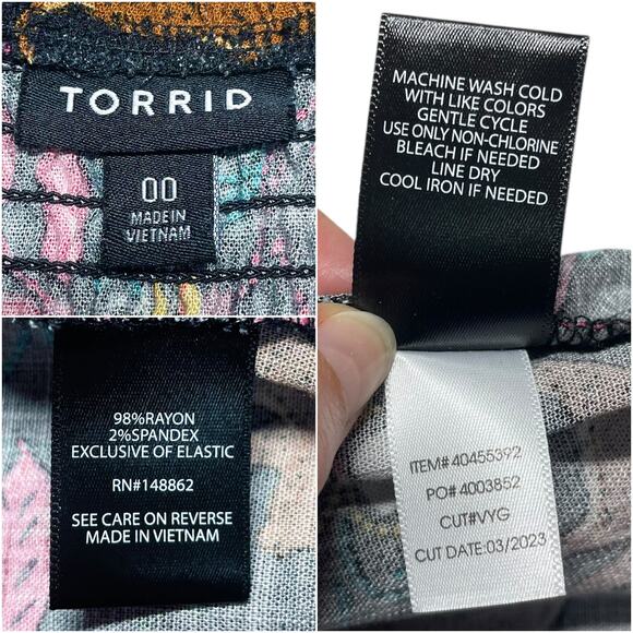 TORRID Twist Front Babydoll Dress Leopard Floral Botanical Print Size 00 (M/10) - Picture 10 of 10